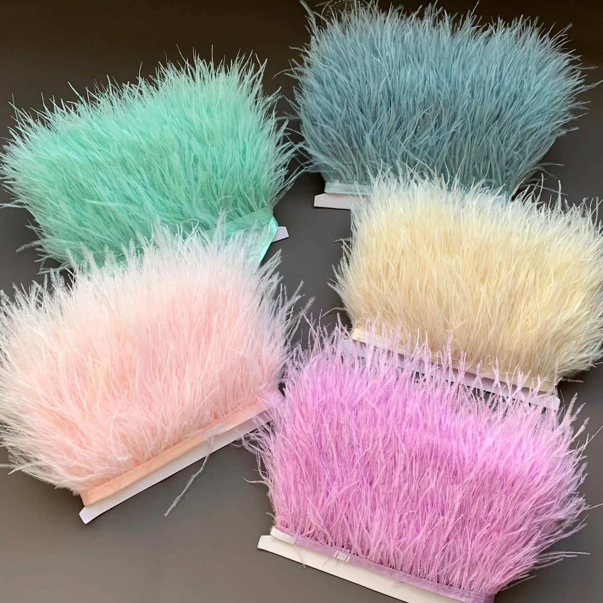 Wholesale 8-10cm Ostrich Feather Trim Fringe 10M Long Boa Strip for Dress Costume Skirt Hem Stage DIY Craft Decoration