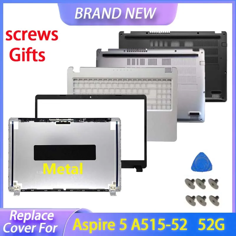 Reemplazar la cubierta para Aspire 5 A515-52 A515-52G 52K A515-43 A515-43G N19C3 cubierta trasera de pantalla LCD bisel frontal cubierta inferior con reposamanos