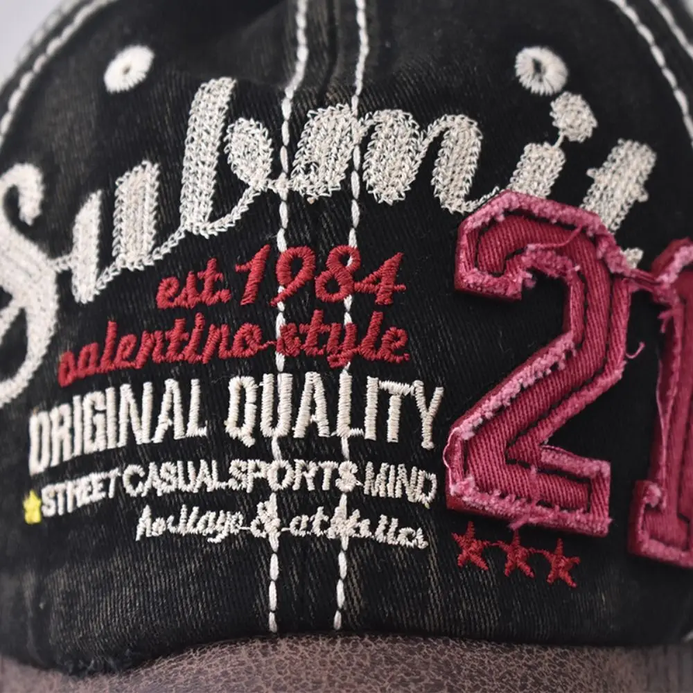 

Универсальная регулируемая винтажная бейсболка 21, хлопковые рваные джинсы с вышивкой, шляпа от солнца в американском стиле, солнцезащитная кепка для мужчин