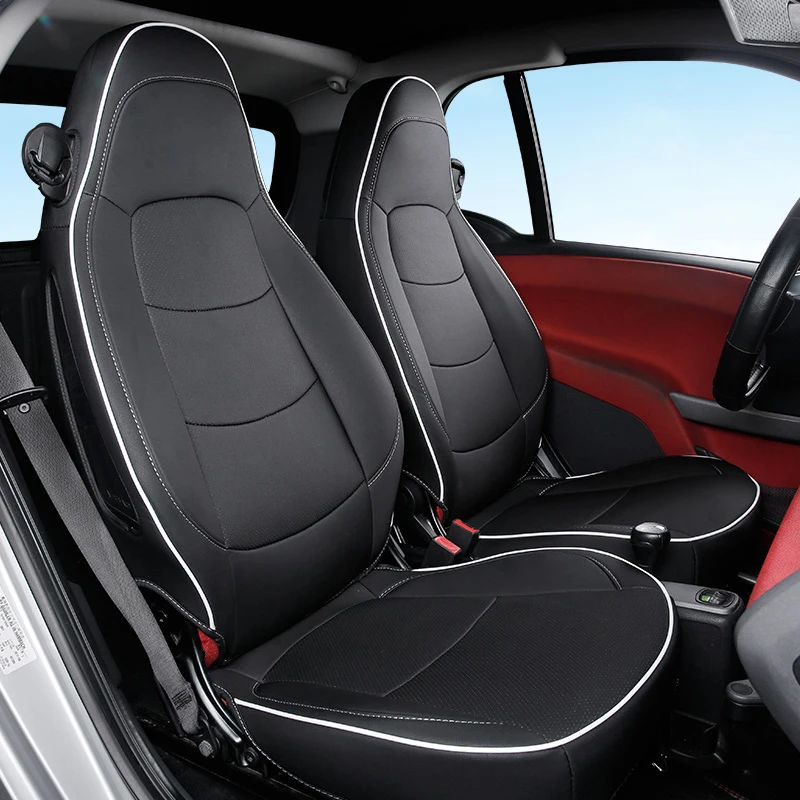 Luxury Custom Fit Seat Covers for Smart Fotwo 451 2014 2013 2012 2011 2010 2009 Interior Upgrade Leather Seat Protection Set