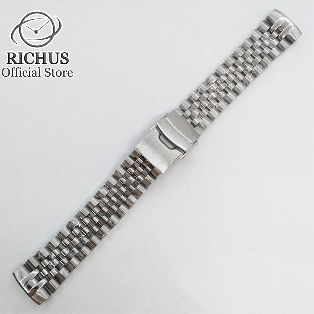 20mm Brushed Silver Black PVD  ​Bracele Silver 904L Strap ​Fit Watches Case Accessories Parts