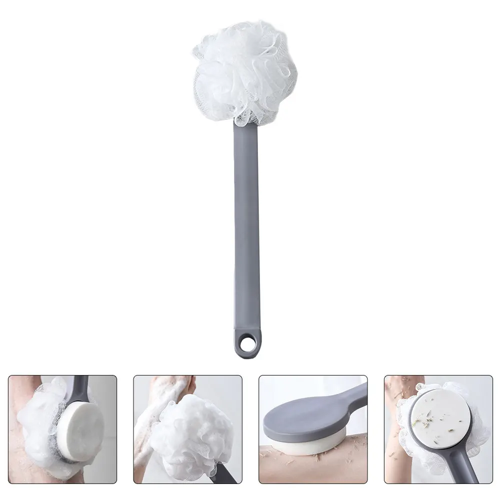 

1pc Long Handle Shower Brush Gray For Deep Cleaning Pore Exfoliating Back Scrubber Body Bathing Tool Durable Bathroom Supplies