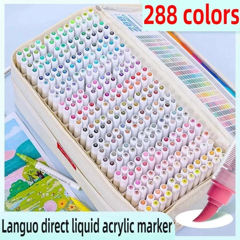 LANGUO 288/207/9 Colors Soft Brush Acrylic Marker Pen Set DIY Hand Drawn Paint Art Markers Pens Art School Supplies Stationery