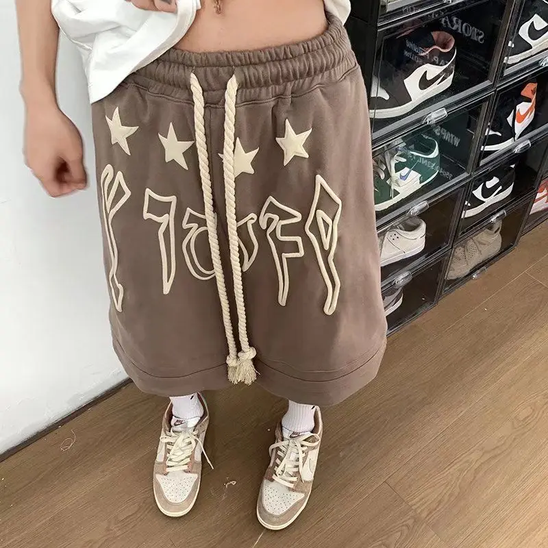 American Basketball Shorts Men's Summer Star Letter Printing Breathable Loose Versatile Casual Sports Shorts