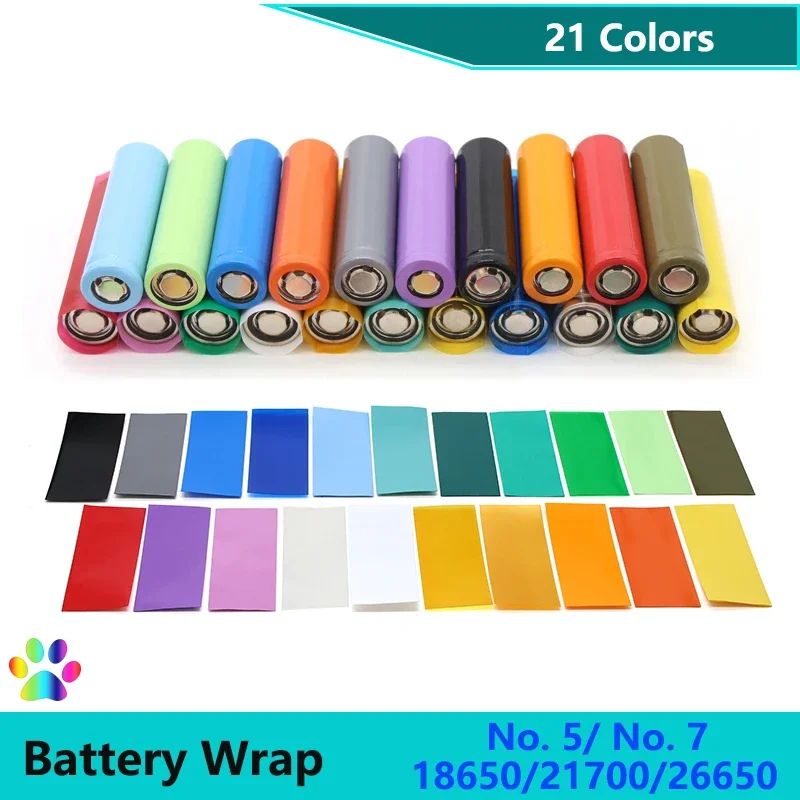 

18650/26650/21700/No.5/No.7 PVC Heat Shrink Tube Battery FilmTape Precut Shrinkable Sleeve Tubing Pipe Cover for Batteries Wrap
