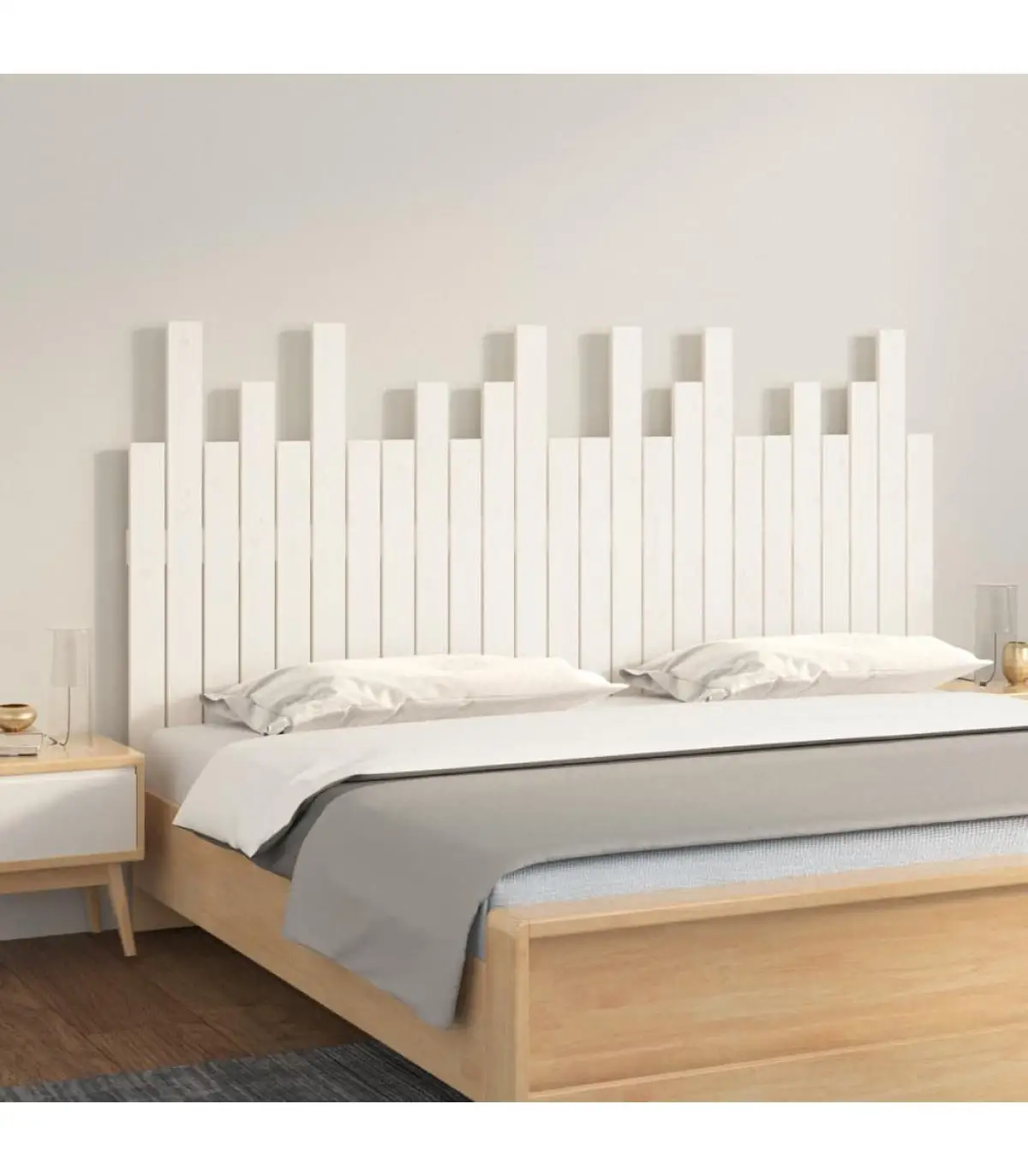 Headboards and Feet Bed Headboard Wall Solid Wood Pine White 159,5x3x80 cm