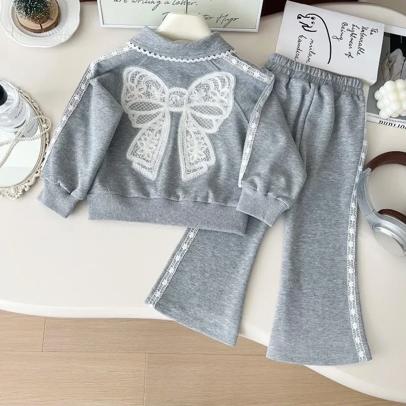 Girls Clothes Sets Autumn Spring Lace Sweatshirts+Pants Birthday Party Children Casual 2Pcs Suits Kids Girls Outfits Set 2-9Yrs