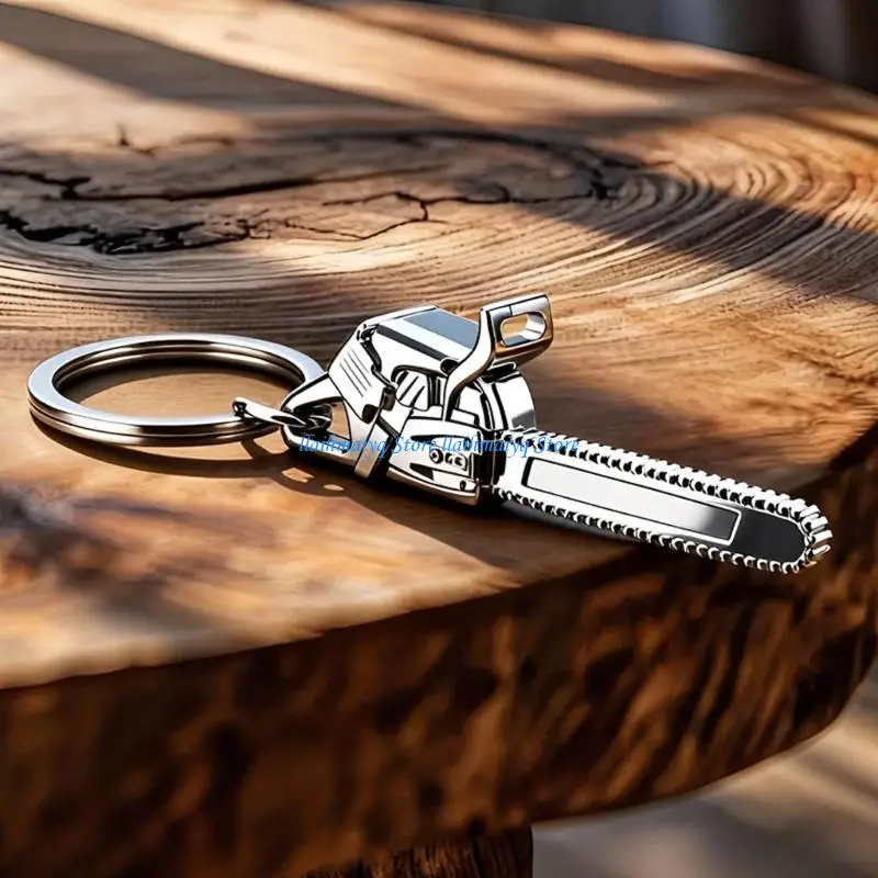 573B Creative Miniature Chainsaw Keyring Metal Chain Unique Accessories For Backpack Or Car Decoration