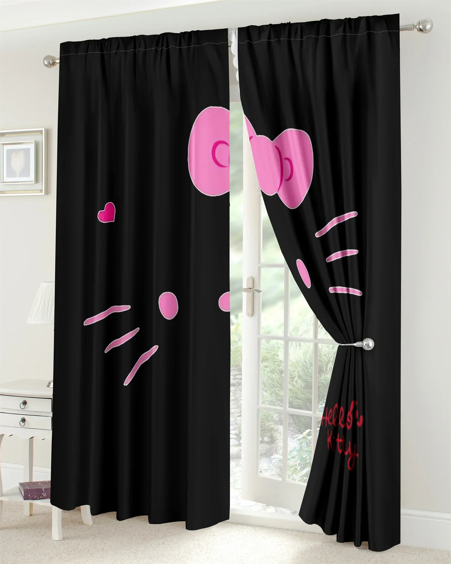 Cartoon Cute Car Kids Pink Girl Princess Light Filtering Drapes Window Curtains for Living Room Bedroom Kitchen 2 Pieces Decor