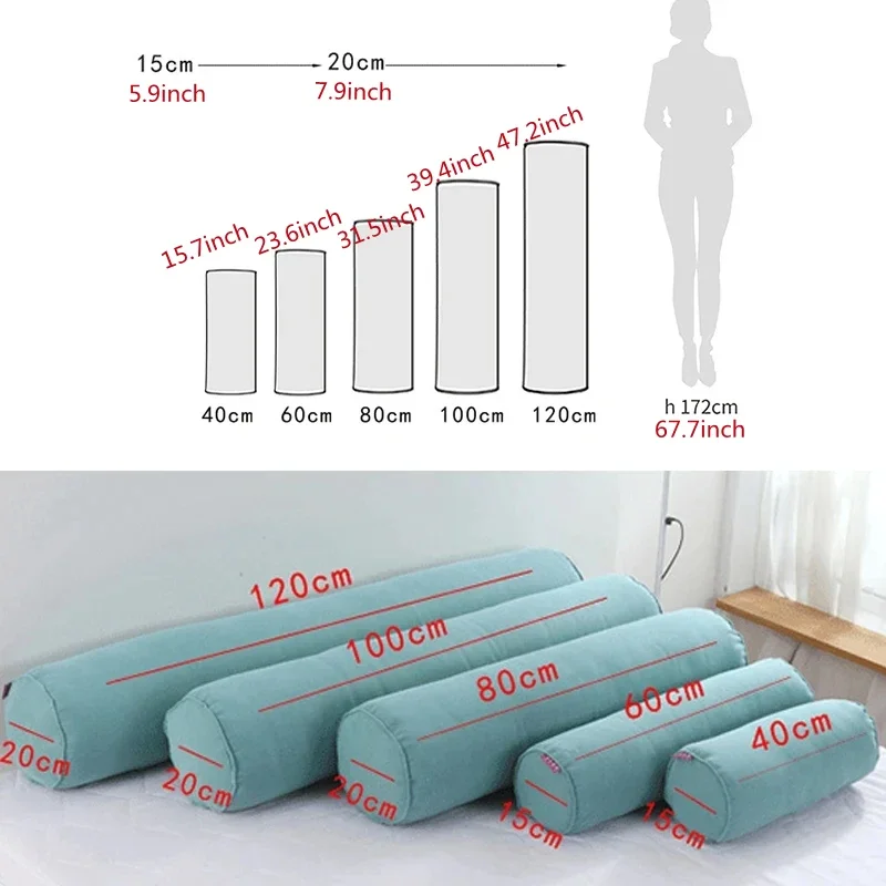 Super Soft Pure Color Cylindrical Pillow Waist Pillow Leg Pillow Adult Neck Protection Soft Long Pillows Convenient Travel 베갯잇