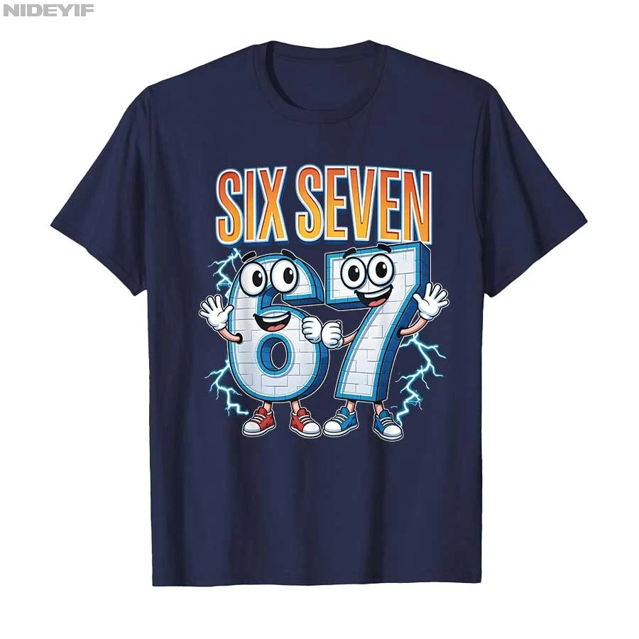 67 Brainrot الإيطالية ميمي مضحك 67 الاطفال زي ستة سبعة 6-7 تي شيرت للرجال النساء 100% القطن تي شيرت قصيرة الأكمام بلايز P545