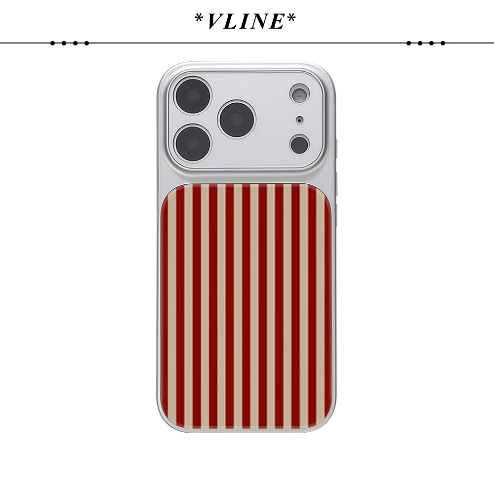 Rot & Tan Vertikale Streifen iPhone17 Must-Haves Luxus-Glas-Handyhülle für iPhone 17 16 15 14 13 Pro Max 17Air