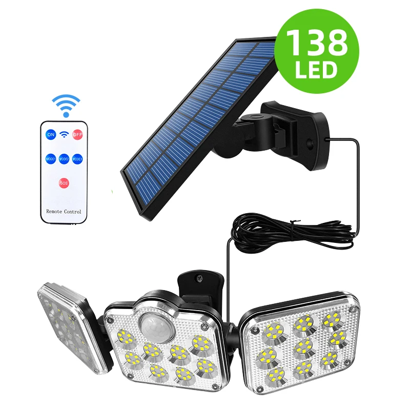 Solar Flood Light IP65 LED Dual Motion Sensor Security Light, Outdoor Adjustable Charging Light, Garden Light Fast Delivery