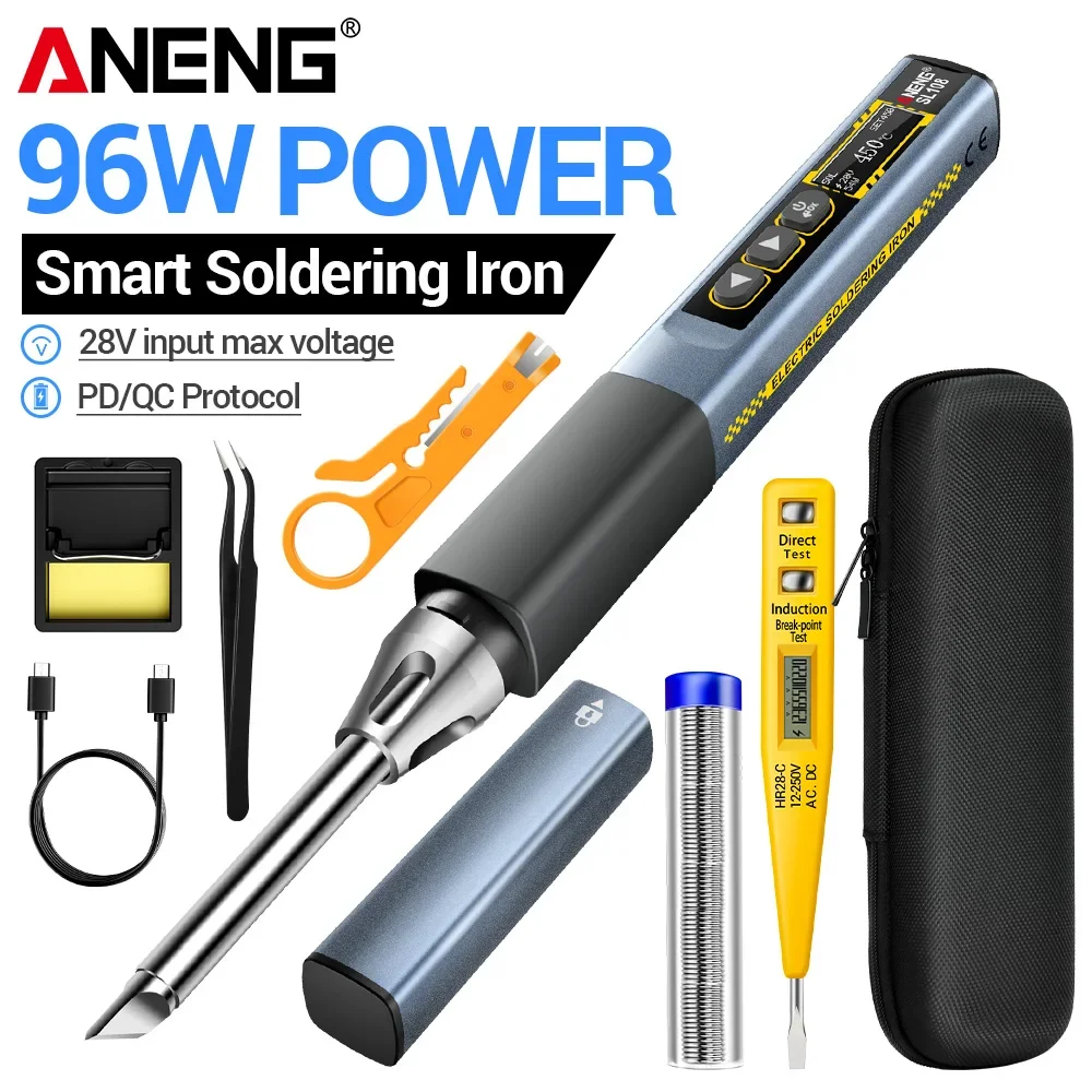 ANENG SL108 electric soldering iron T12 tip 96W power OLED screen PD/QC fast charging 100-450℃ constant temperature soldere pen