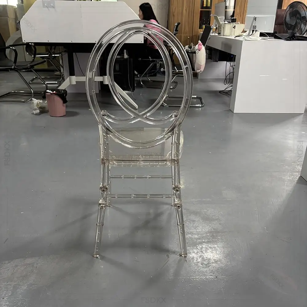 FSDKX Outdoor Party Stackable Wedding Event Transparent Clear Acrylic Phoenix Chairs With Cushions