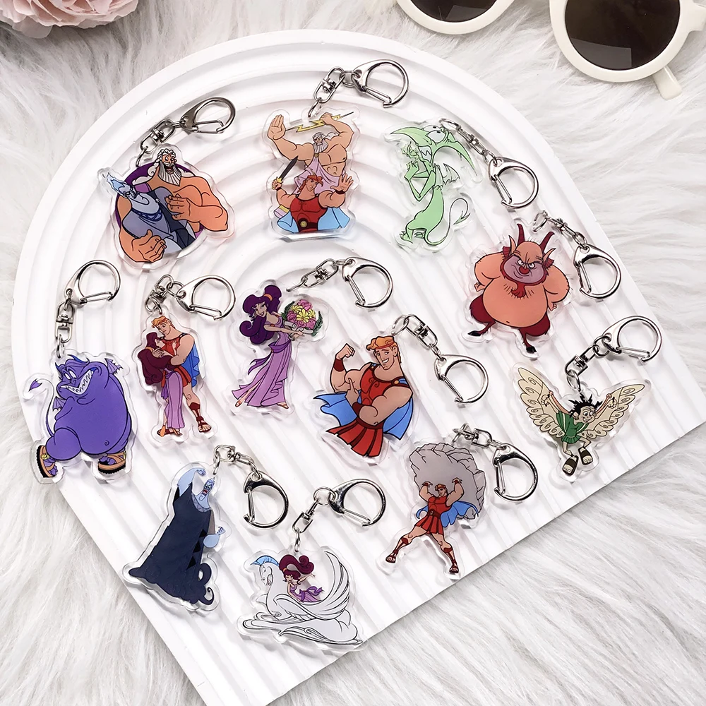 1/12 Peças Disney Hércules Hades Chaveiro de Carro em Acrílico, Pingentes para Bolsa, Acessórios Divertidos e Fofos, Suporte de Chave para Mochila, Chaveiro para Fãs e Amigos