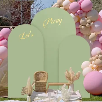 Wedding Arch Cover Set of 3 Spandex Fitted Arch Covers Stretchy Backdrop Stand Cover 4ft…