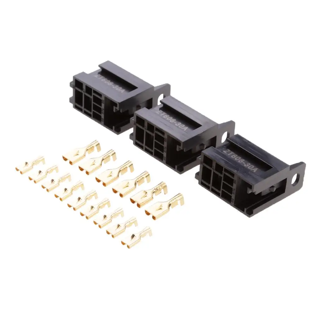 3PCS 30A Relay Connector 5 Pin Relay Sockets with 15PCS 4.8/6.3mm Terminals