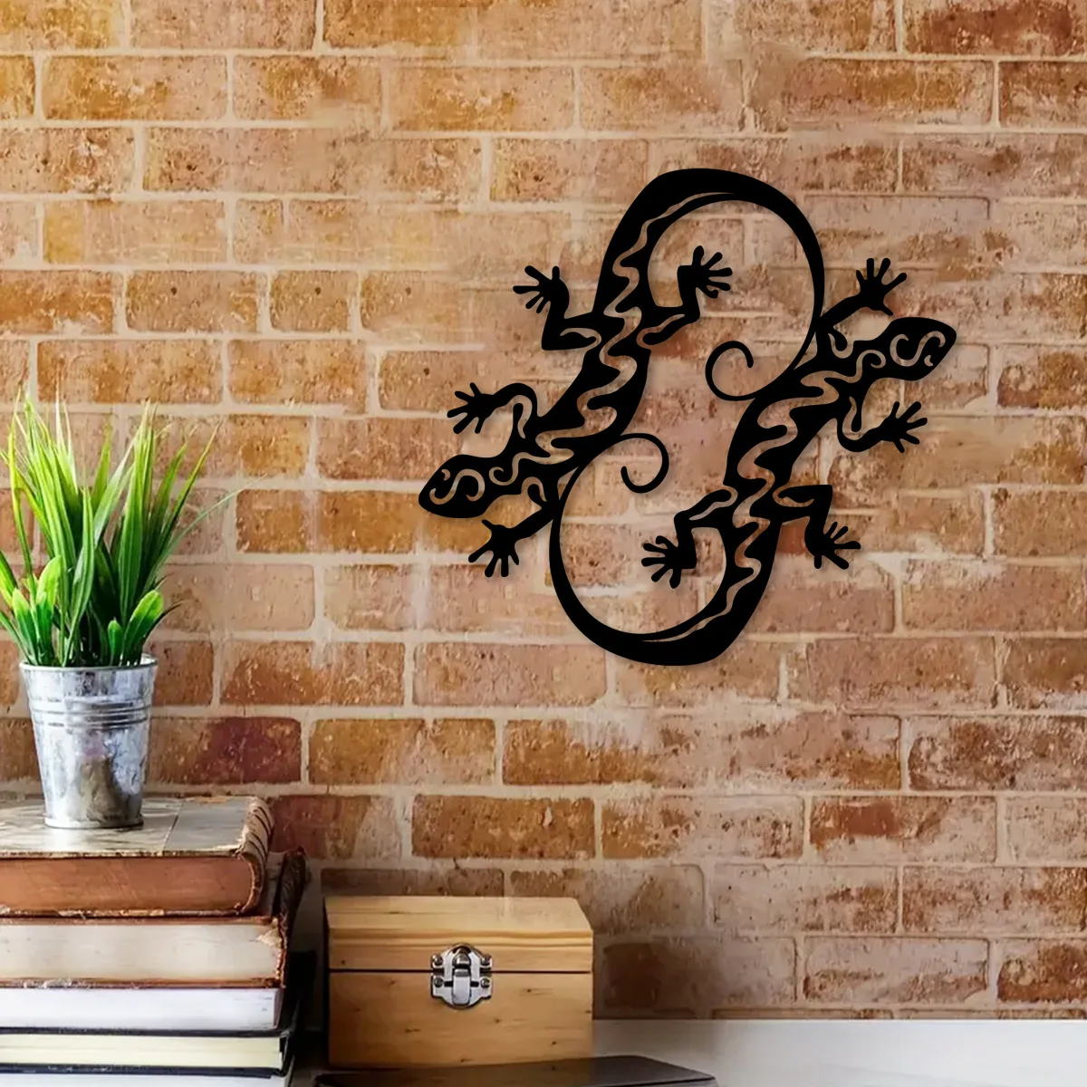 1Pc Gecko Metal Wall Painting Crafts Interior Decoration Living Room Bedroom Hallway Outdoor Yard Art Farmhouse Wall Decoration