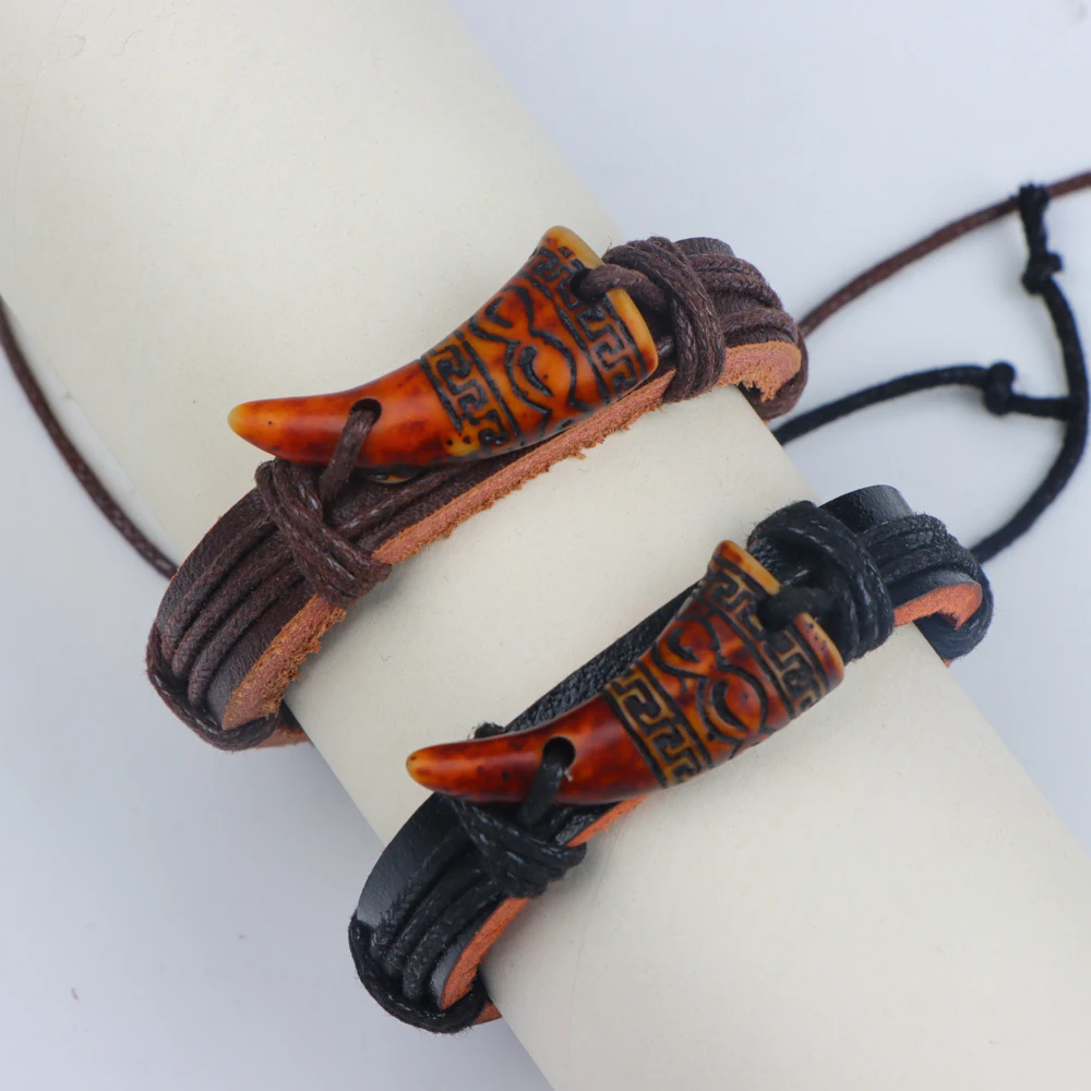 10 قطعة/الوحدة أزياء خمر تصميم جديد سحر الجلود الحيوان قابل للتعديل أساور الإسورة للنساء الرجال مزيج نمط مجوهرات حزب هدية #3