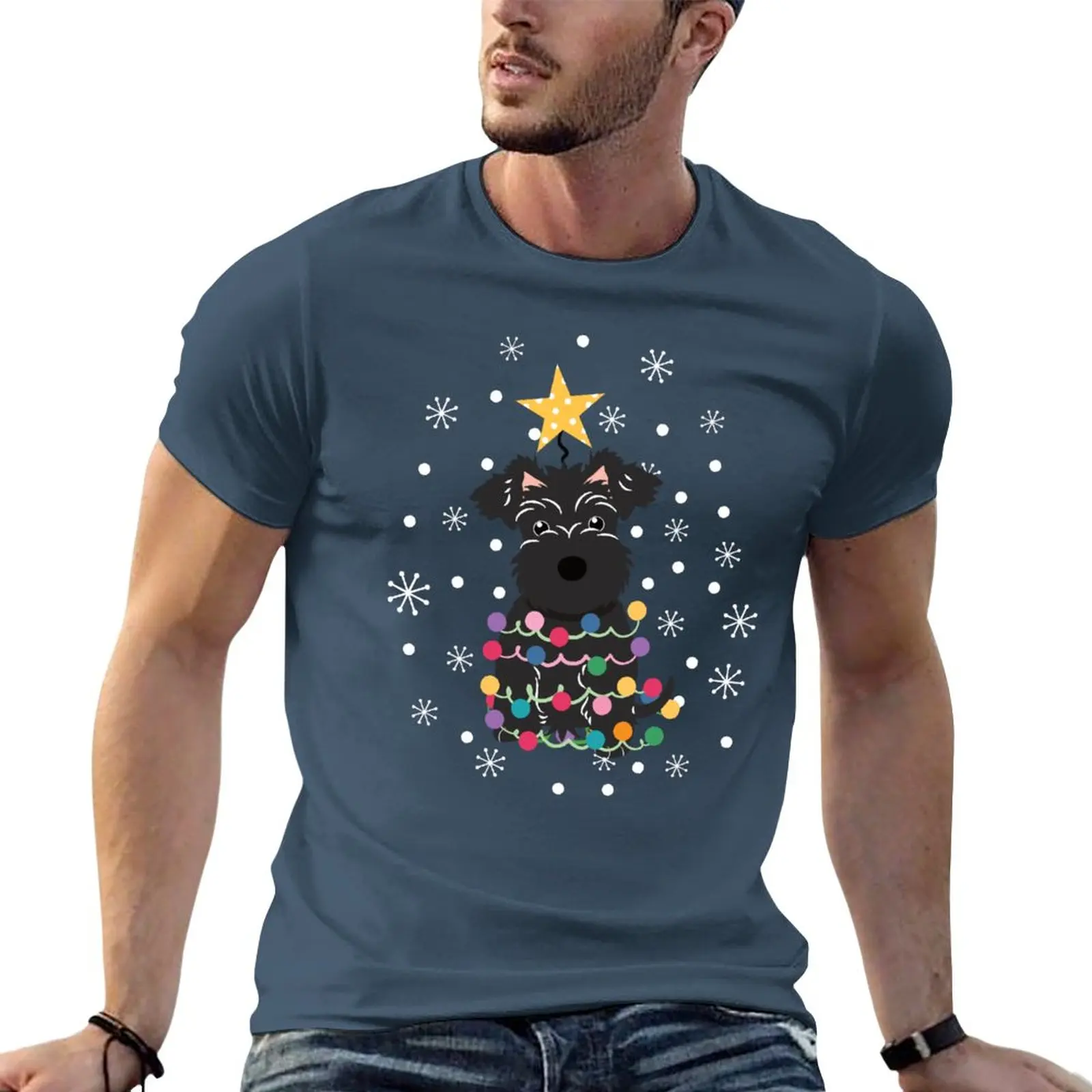 Black Miniature Schnauzer Christmas Tree T-Shirt T-shirt for a boy black t shirts mens t shirts casual stylish