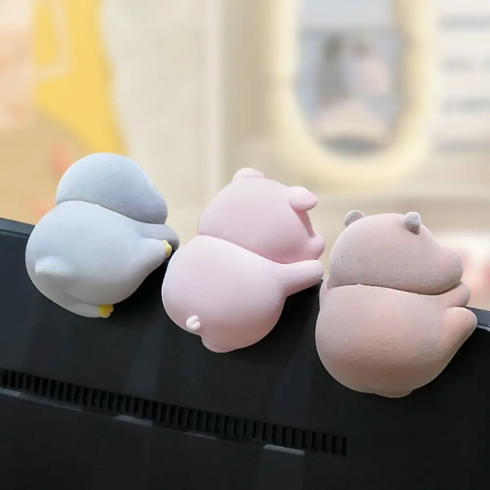 

4Pcs/8pcs/set Flocking Computer Monitor Decoration Panda Dog Computer Display Screen Animal Model Penguin Desk Ornament