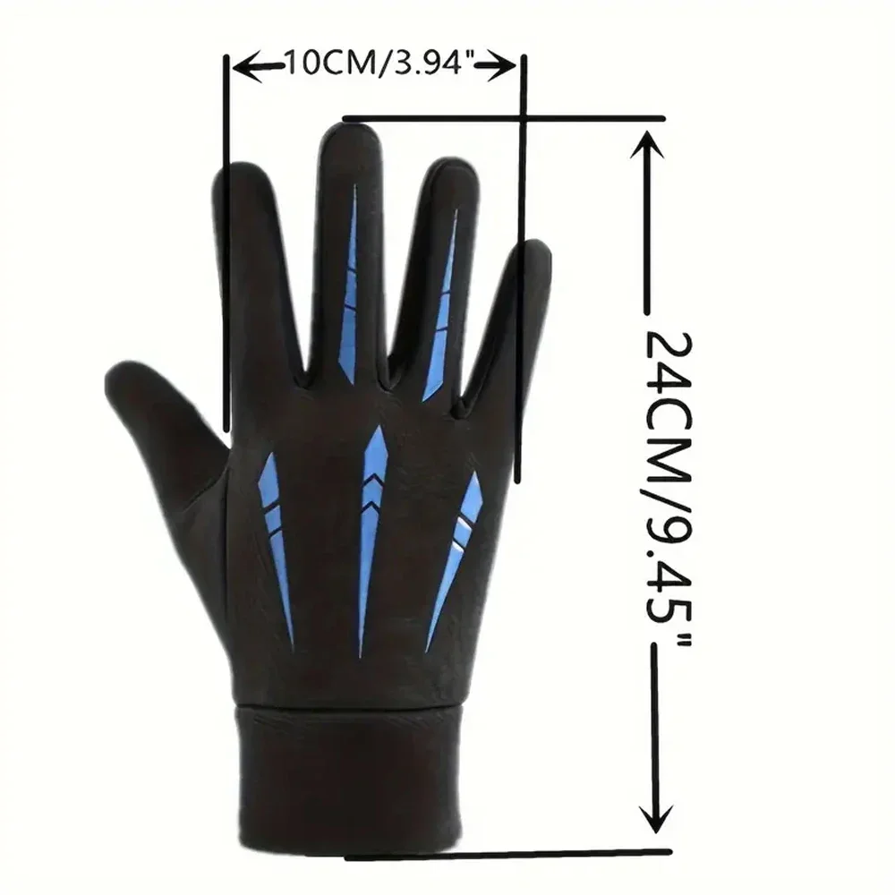 Sarung Tangan Bergaris Hangat Luar Ruangan Musim Dingin Pria, Sarung Tangan Layar Sentuh Bersepeda Hangat Nyaman Gaya Beludru Tebal Modis