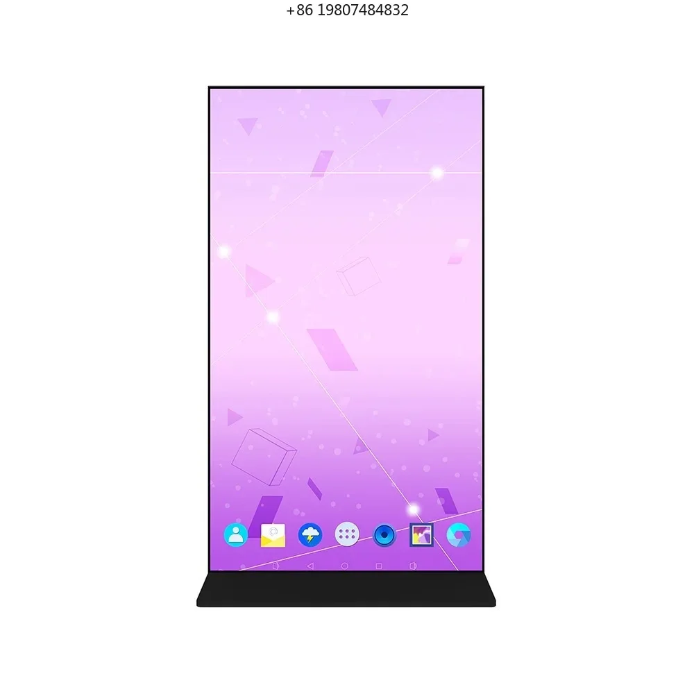65/75/86 Inch 4K LCD Full Screen Digital Signage, Floor Standing Advertising Kiosk, HD Display