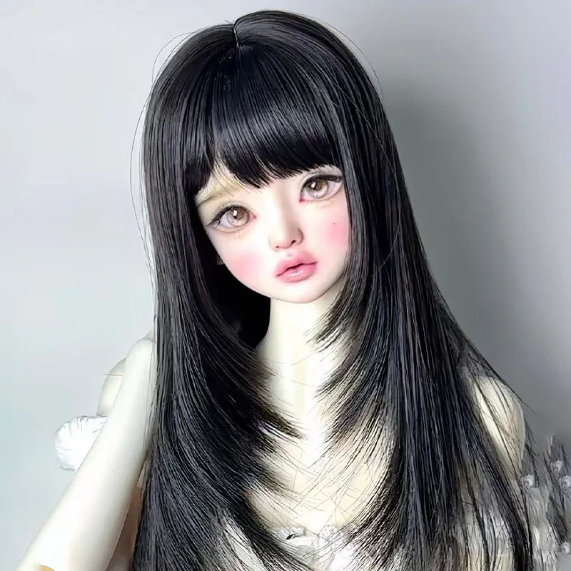 

Парики для кукол bjd подходят для размеров 1/3 1/4 и 1/6, имитация мохера, черная челка, длинные прямые волосы, аксессуары для кукол