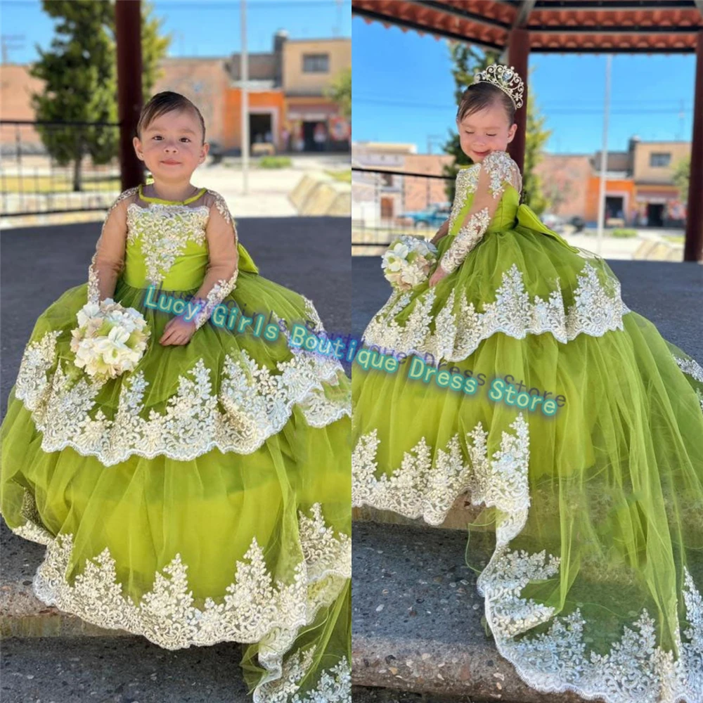 

Customized Elegant Flower Girl Dress Fluffy Tulle Wedding Ball Gown Party Girls Pageant Princess Girls Birthday Communion Gowns
