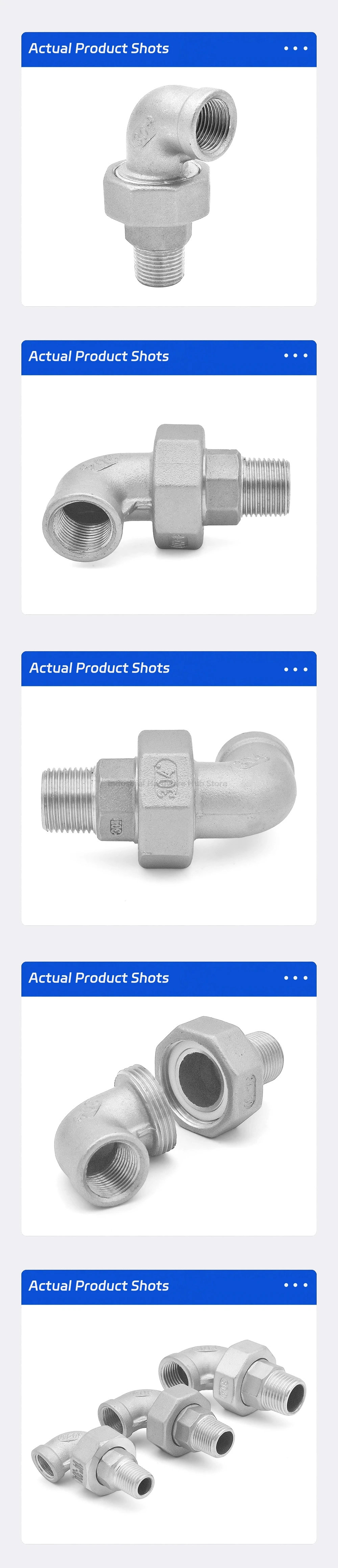 90-Grad-Winkelverbindung SS304 Edelstahl BSPT Außengewinde und Innengewinde, 1/4 "-2" auslaufsicherer Rohrverschraubungsverbinder aus Guss – Detail 14