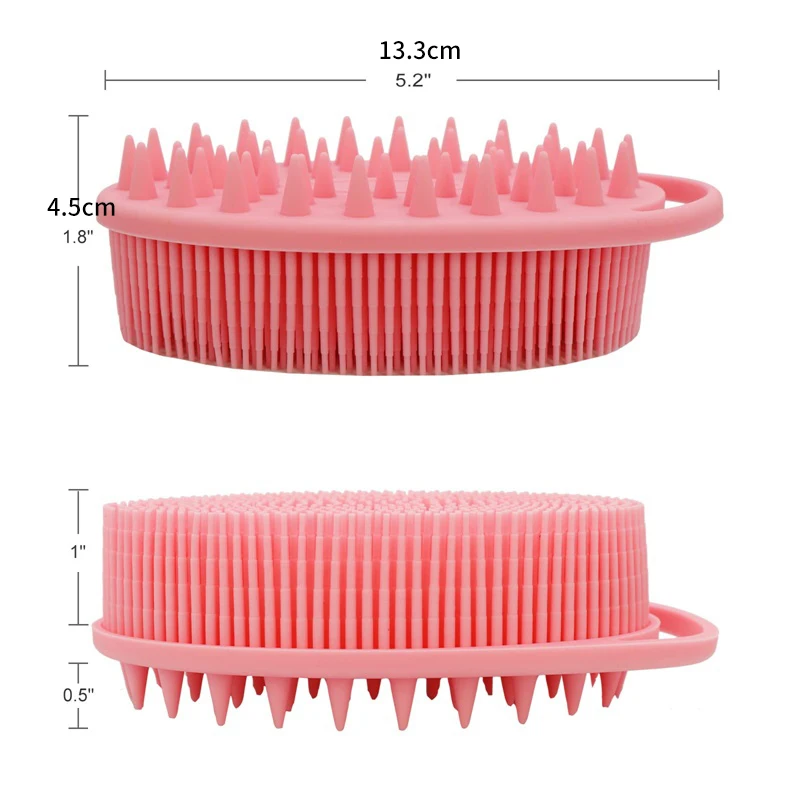 New Double-Sided Massage Shower Brush With Soft Bristles Comfortable For Children And Adults Silicone Shampoo Shower Brush