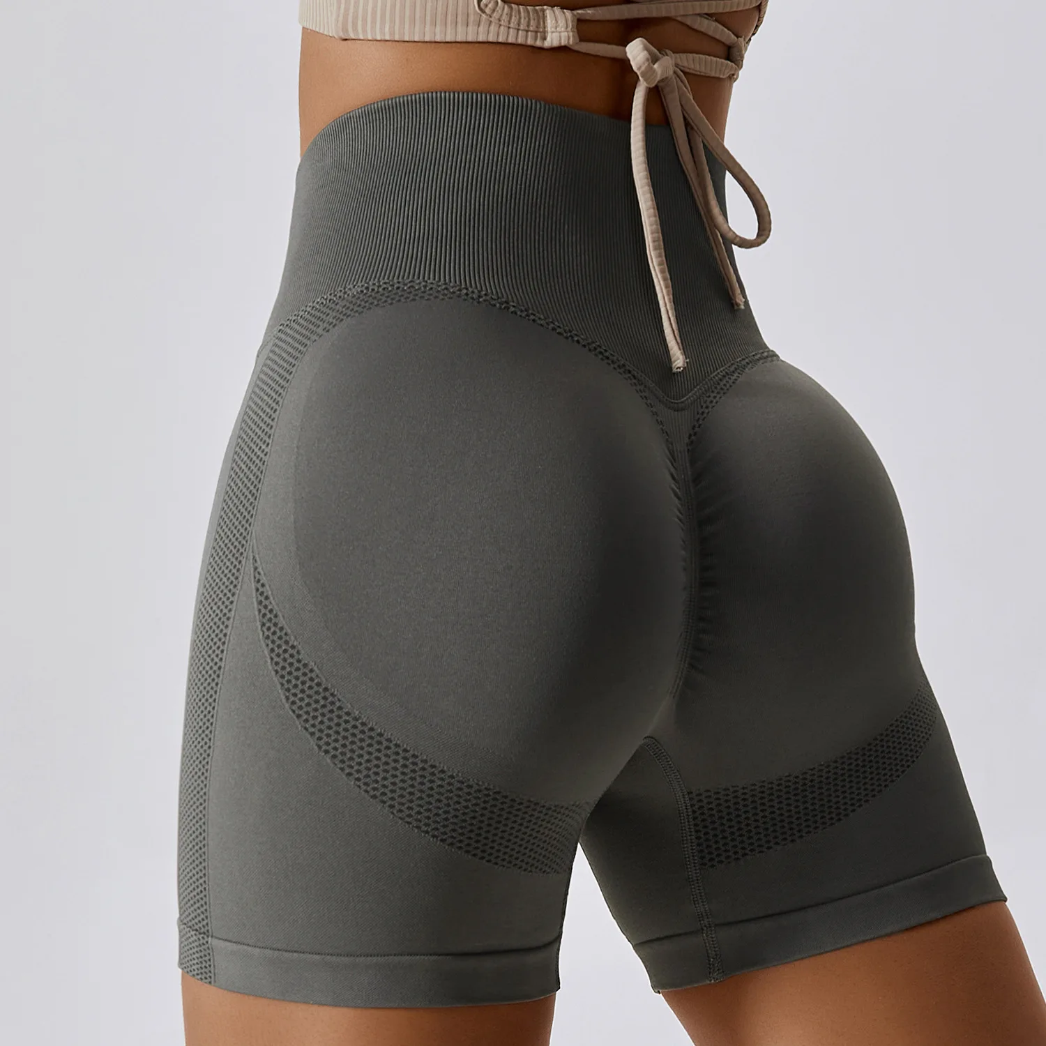 

Seamless Female Booty Shorts Push Up Wrinkle Bottom Biker Nylon Elastane Yoga Gym Workout Shorts Women Sport Short Leggings