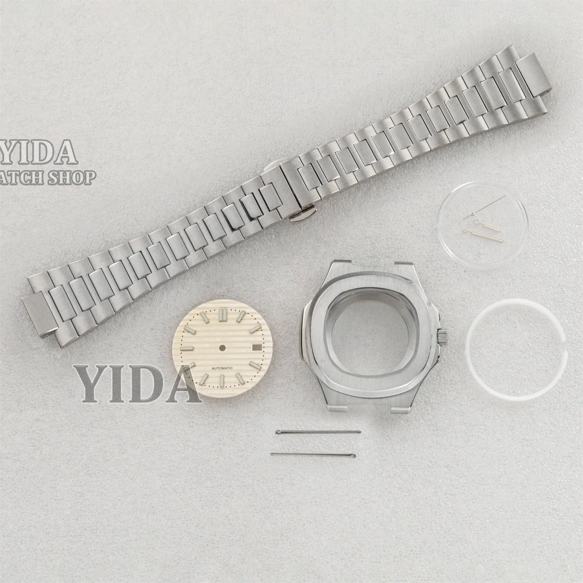 NH35 Cassa In Acciaio Inox 316L 41 millimetri Cassa Dell'orologio Quadrante Della Fascia Verde Lancette Luminose Per NH35 Movimento Automatico Nautilus Strumenti di Riparazione