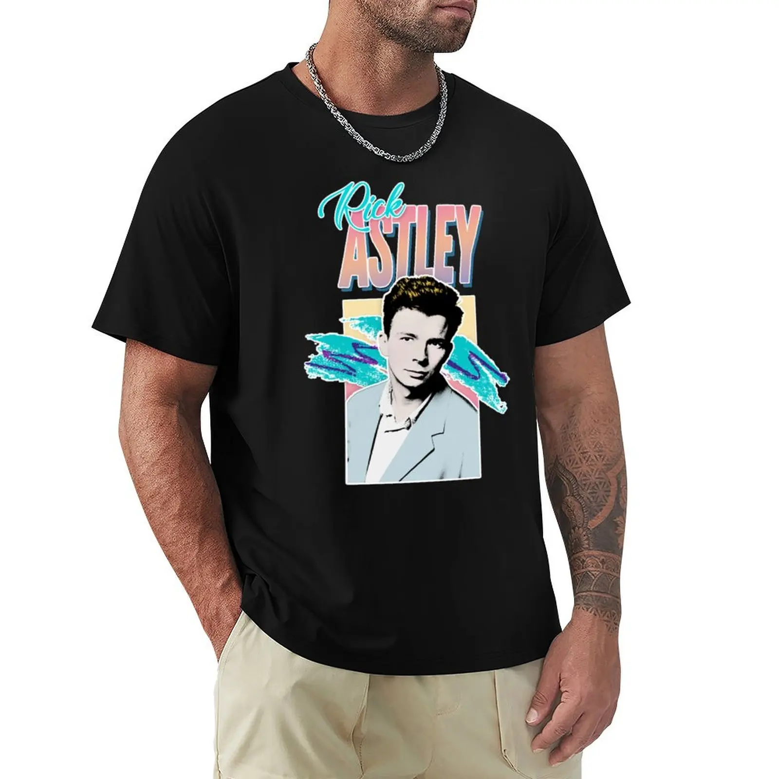 

Rick Astley 80s Aesthetic Tribute T-Shirt T-shirts oversize gifts for boyfriend funny meme t-shirts Men's t shirts