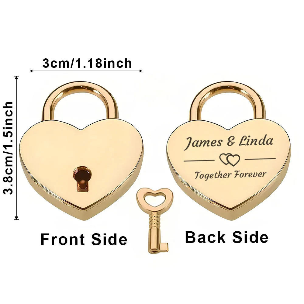 1PC Old Antique Style Customizable Name  Love Padlock Couple Wishing Lock  Wedding Keyed Padlocks  Valentine's Day Gift