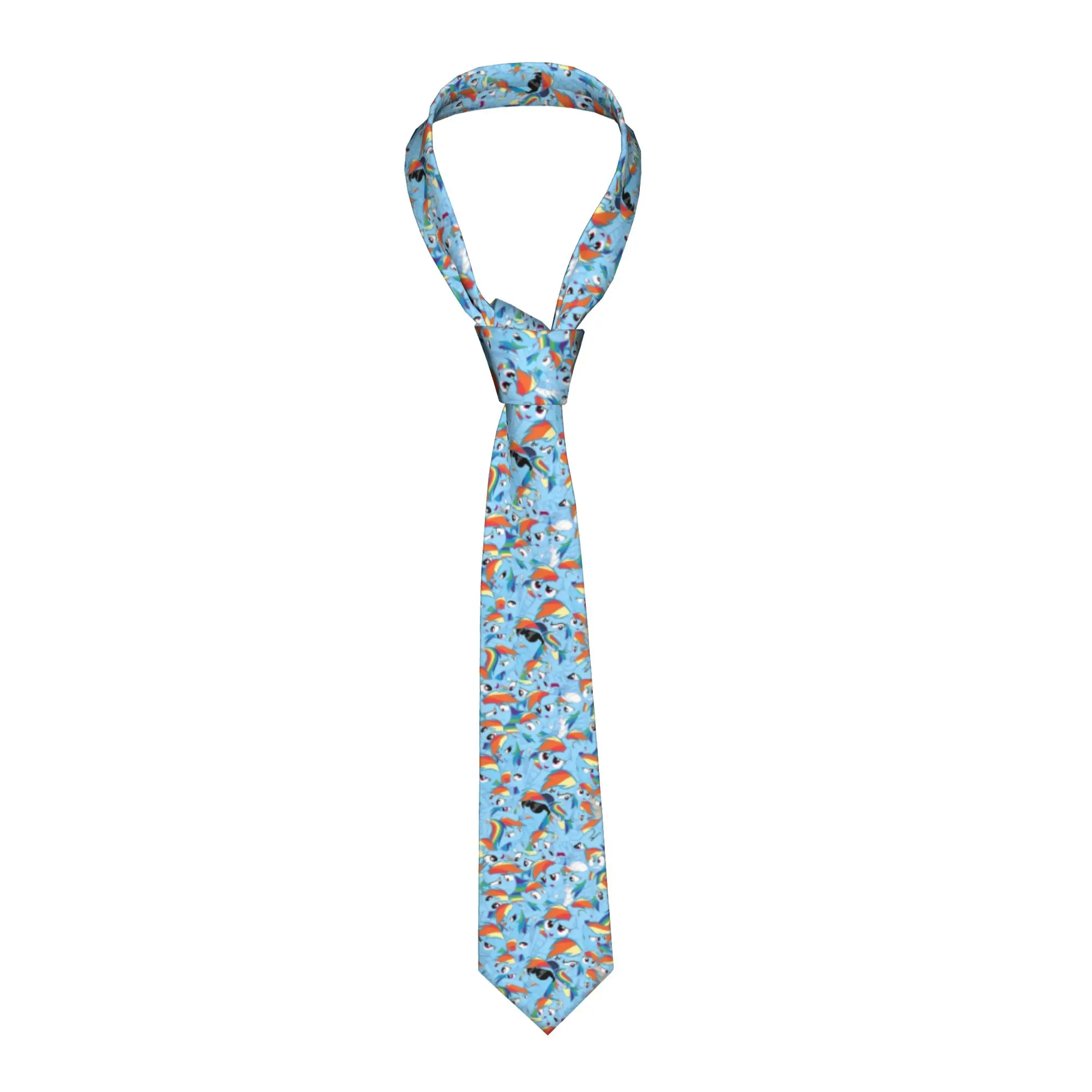 Rainbow Dash Mess Necktie Silk 8 cm Classic Neck Tie Ponies Friendship is Magic for Men Suits Accessories Gravatas Cosplay Props