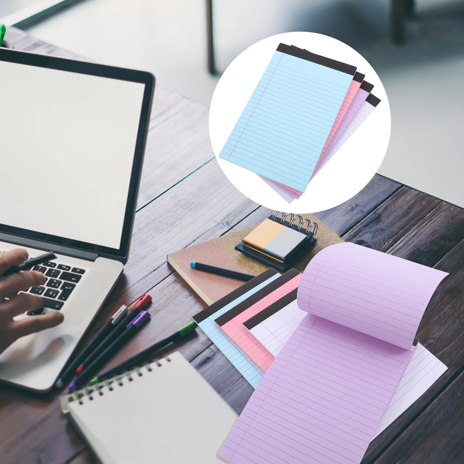 

4Pcs Legal Notepads Colored Writing Pads Lined Paper Notebook Memo Notepads to Do List for School Office College Business