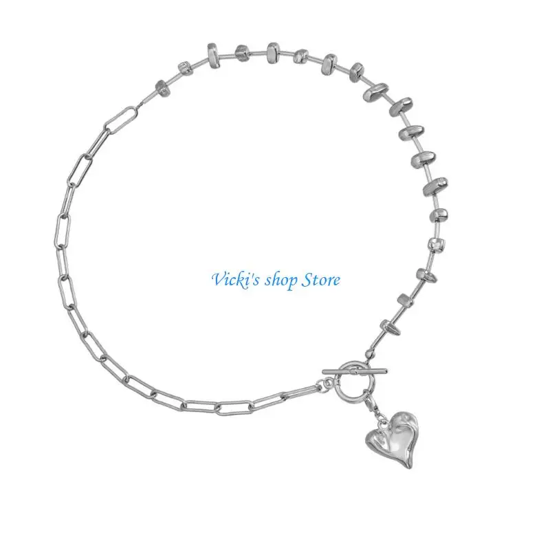 Heart Shaped Vintage Clavicle Chain Convertible Necklace with Removable Section Perfect Fashion Accessory Gift
