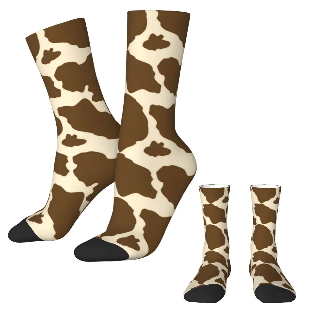 Animal Cow Print Socks Spring Brown Spots Stockings Vintage Ladies Warm Soft Socks Design Running Non Slip Socks