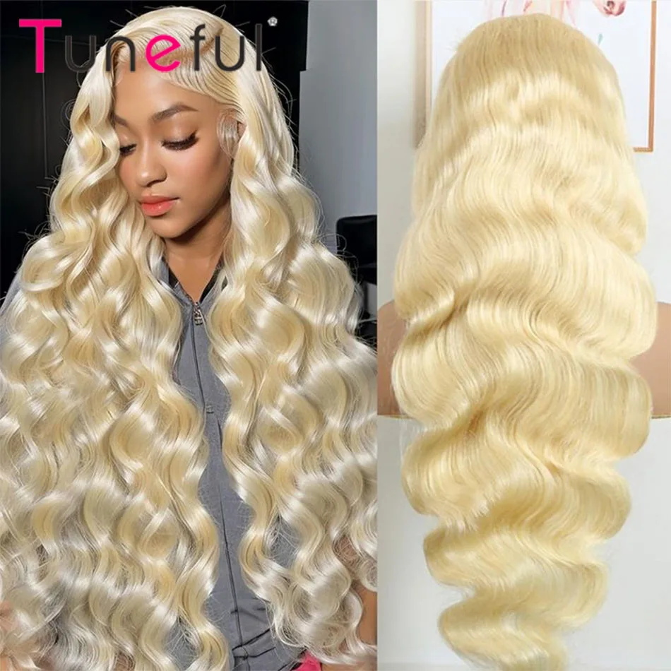 13x6 HD Transparent 613 Blonde Lace Frontal Human Hair Wigs Body Wave Lace Wigs 180% Peruvian Lace Front Human Hair Wigs