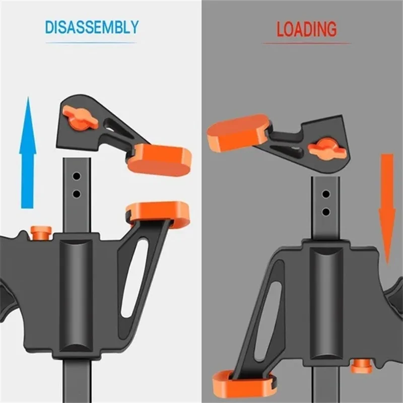 Braçadeira para carpintaria f, kit de clipe de pressão de velocidade de catraca de liberação rápida dura, conjunto longo de carpinteiro, dispositivo de nylon, barra de trabalho, ferramenta manual de 4 polegadas