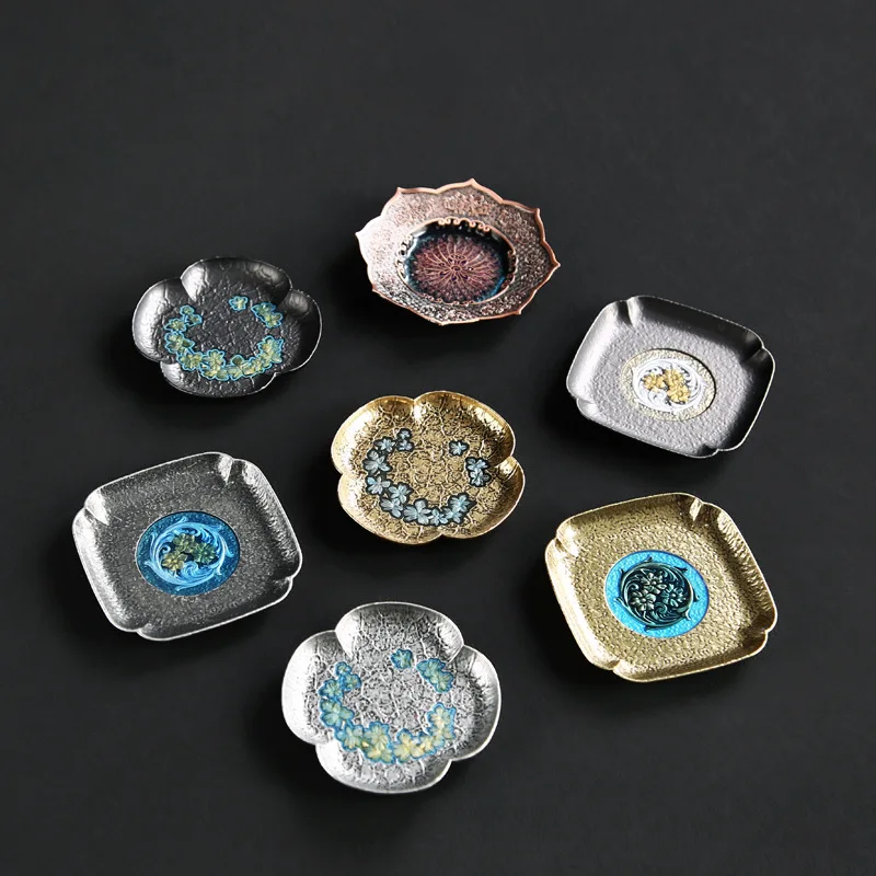 Japanese Antique Copper Coasters Retro Heat Insulation Cup Holder Mat Pad Chinese Kung Fu Gungfu Tea Ceremony Tea Trays Teaware