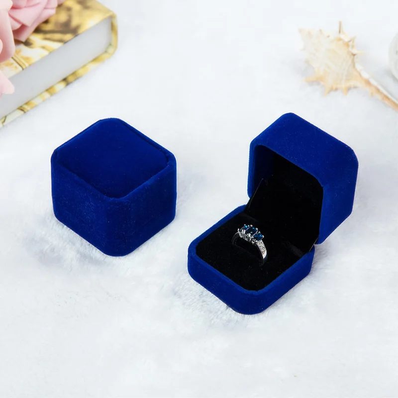 Caja de terciopelo cuadrada de 5cm, caja de anillo para boda, propuesta de joyería, accesorios de joyería, caja de regalos para el Día de San Valentín, 1 ud.