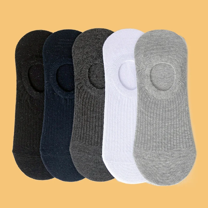 5/10 Paar Ondiepe Mond Siliconen Antislip Heren Mesh Sokken Ademende Effen Streepkleur Retro Katoenen Sokken Comfort Sokken