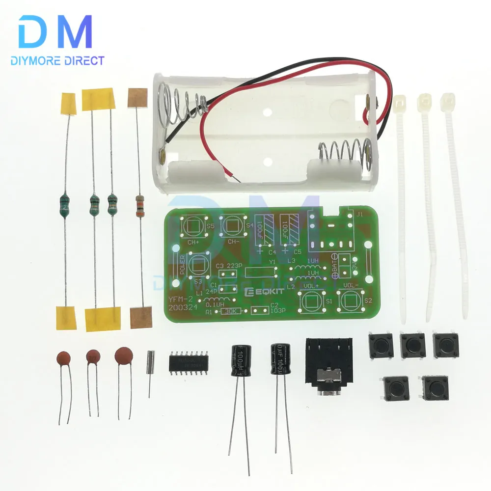 Kit electrónico de Radio estéreo FM, receptor inalámbrico, módulo transmisor, tablero de micrófono, proyecto de práctica de soldadura, 76-108MHz