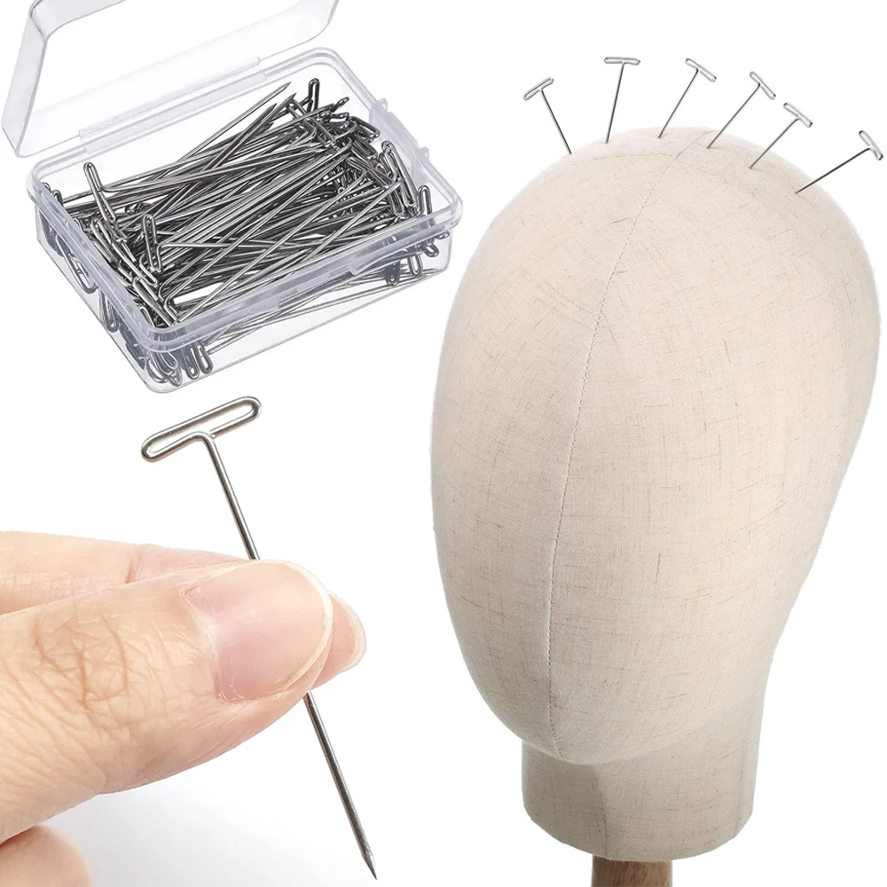 100Pcs 38/51MM T Pin Needles for Wigs Making/Display On Mannequin Canvas Head 38/51mm T Pins Needle Salon Styling Tools