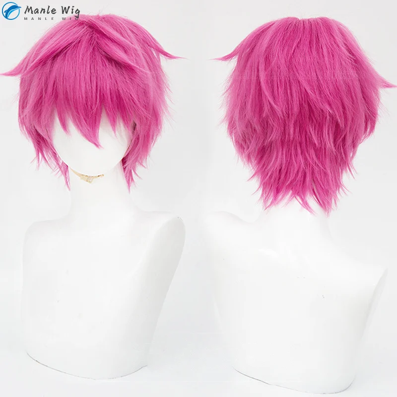 Anime Saiki Kusuo Cosplay Wig 30cm Short Pink Wigs Heat Resistant Synthetic Hair Party Wigs + Wig Cap image 2