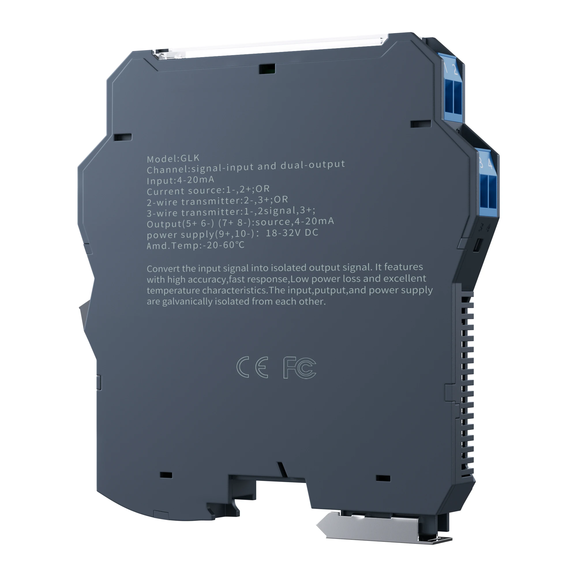 

1 In 1 Out/2 In 2 Out Analog Signal Isolator 4-20mA 0-10V 0-20mA 1-5V DC 24V Anti-interference Signal Isolation Distributor whol