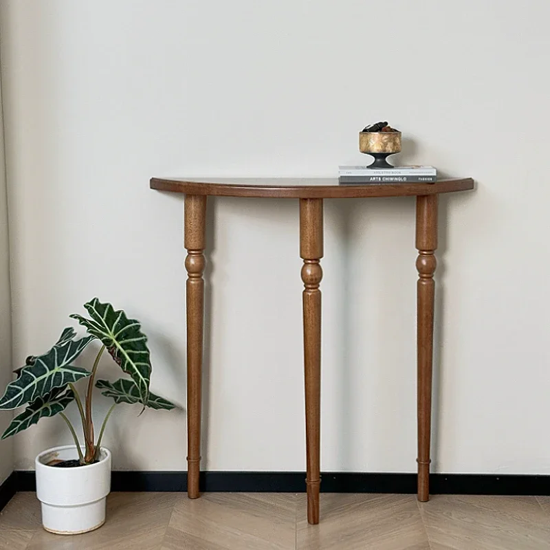 French Solid Wood Console Tables Against Wall Display Table Home Luxury Narrow Desk Living Room Semi-circle Entryways Furniture